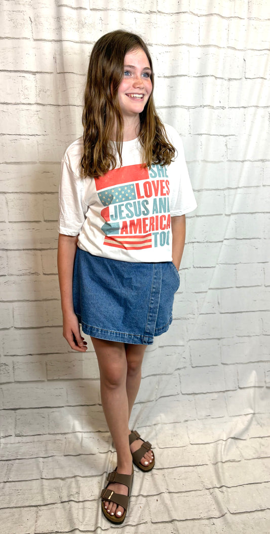 Loves Jesus & America Too Tee