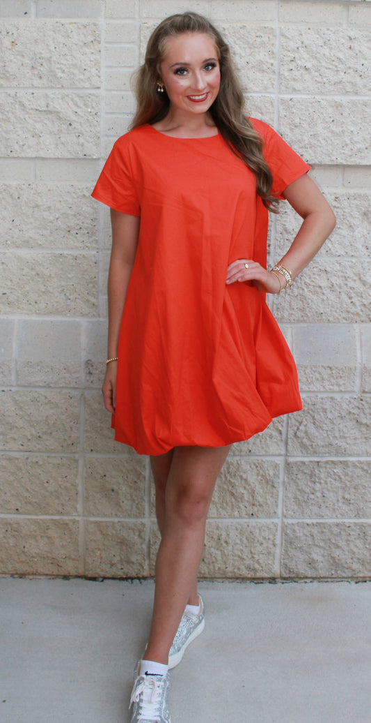 Bubble Hem Orange Dress