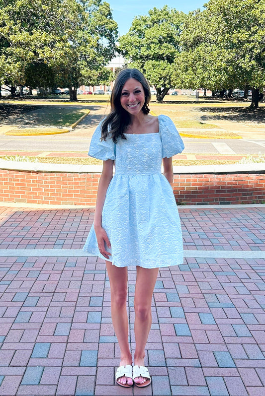 Blue Jacquard Dress