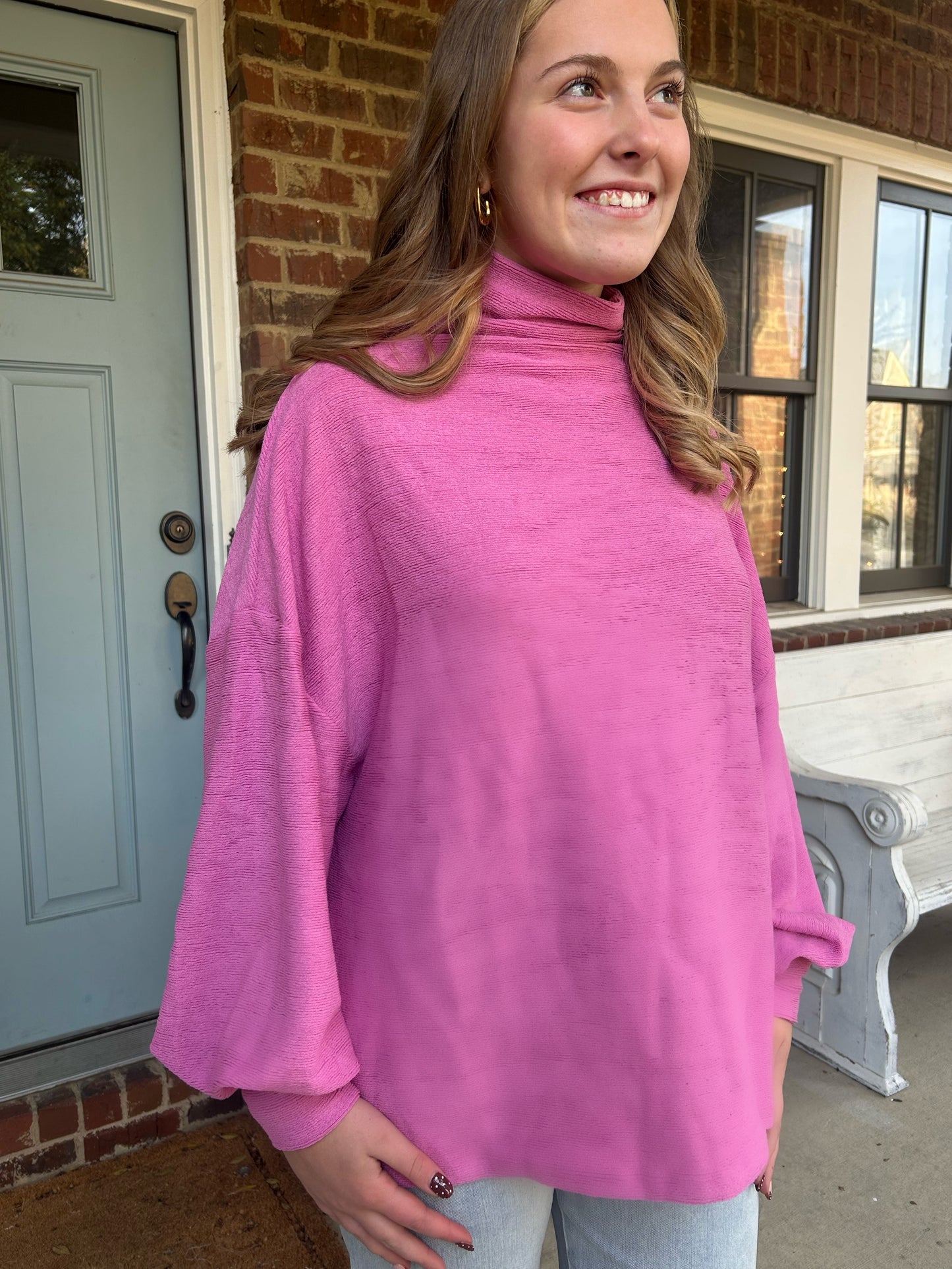 Blush Balloon Sleeve Sweater