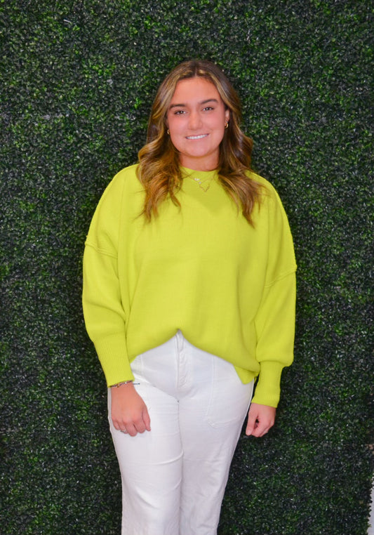 Swinging into Spring Sweater- Lime