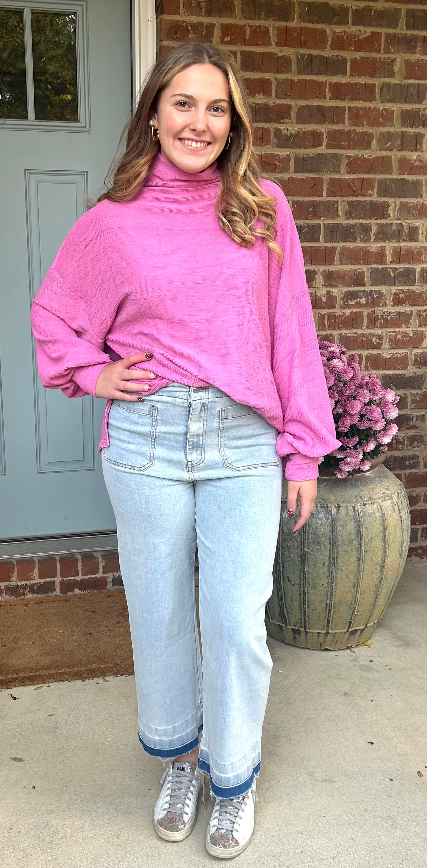 Blush Balloon Sleeve Sweater