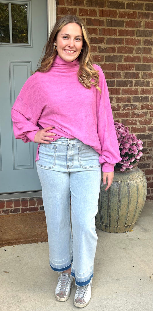 Blush Balloon Sleeve Sweater