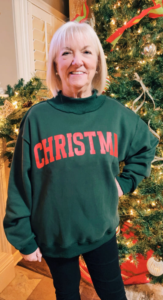 Merry Christmas Reversible Sweatshirt- Green