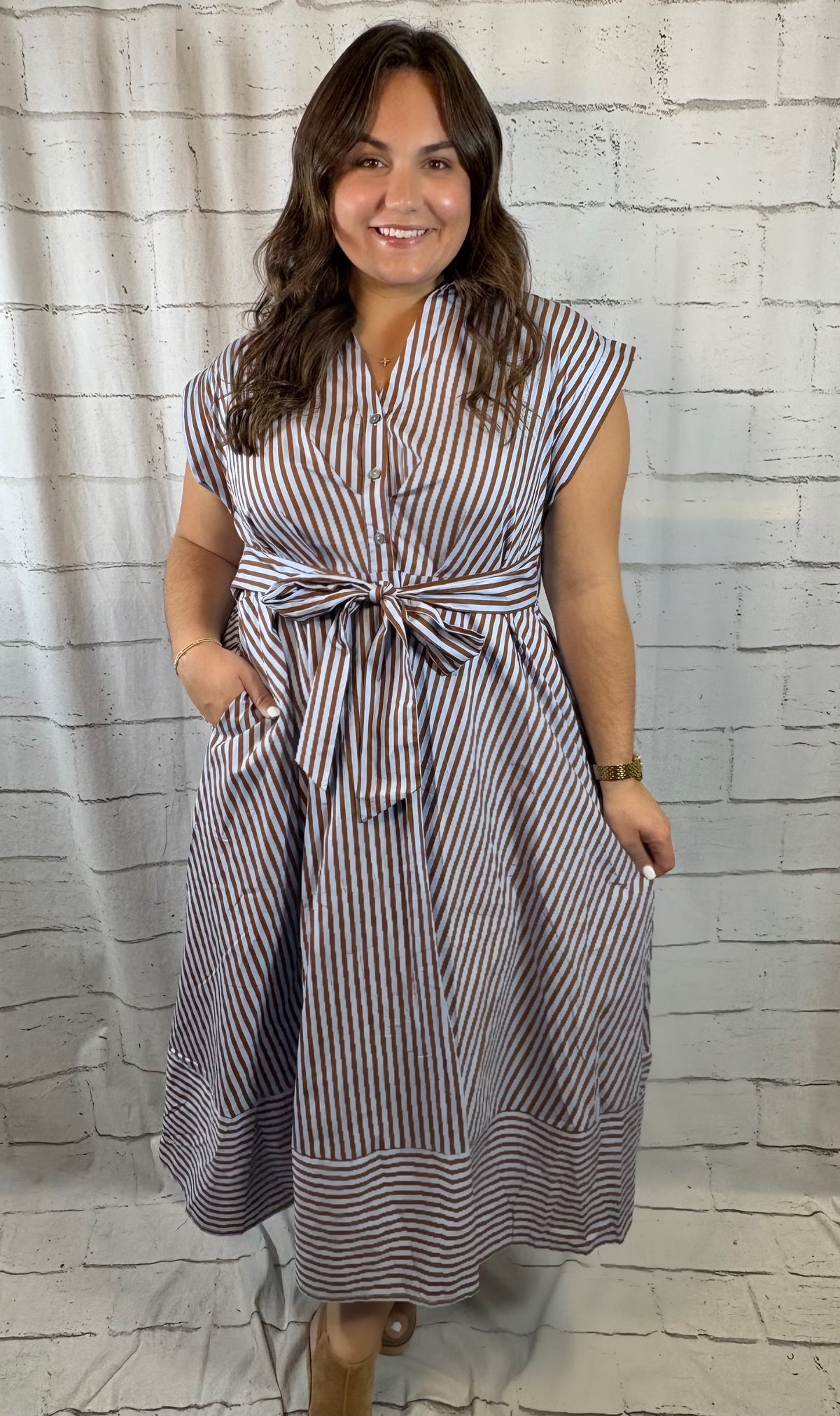 Brown & Bold Stripe Dress
