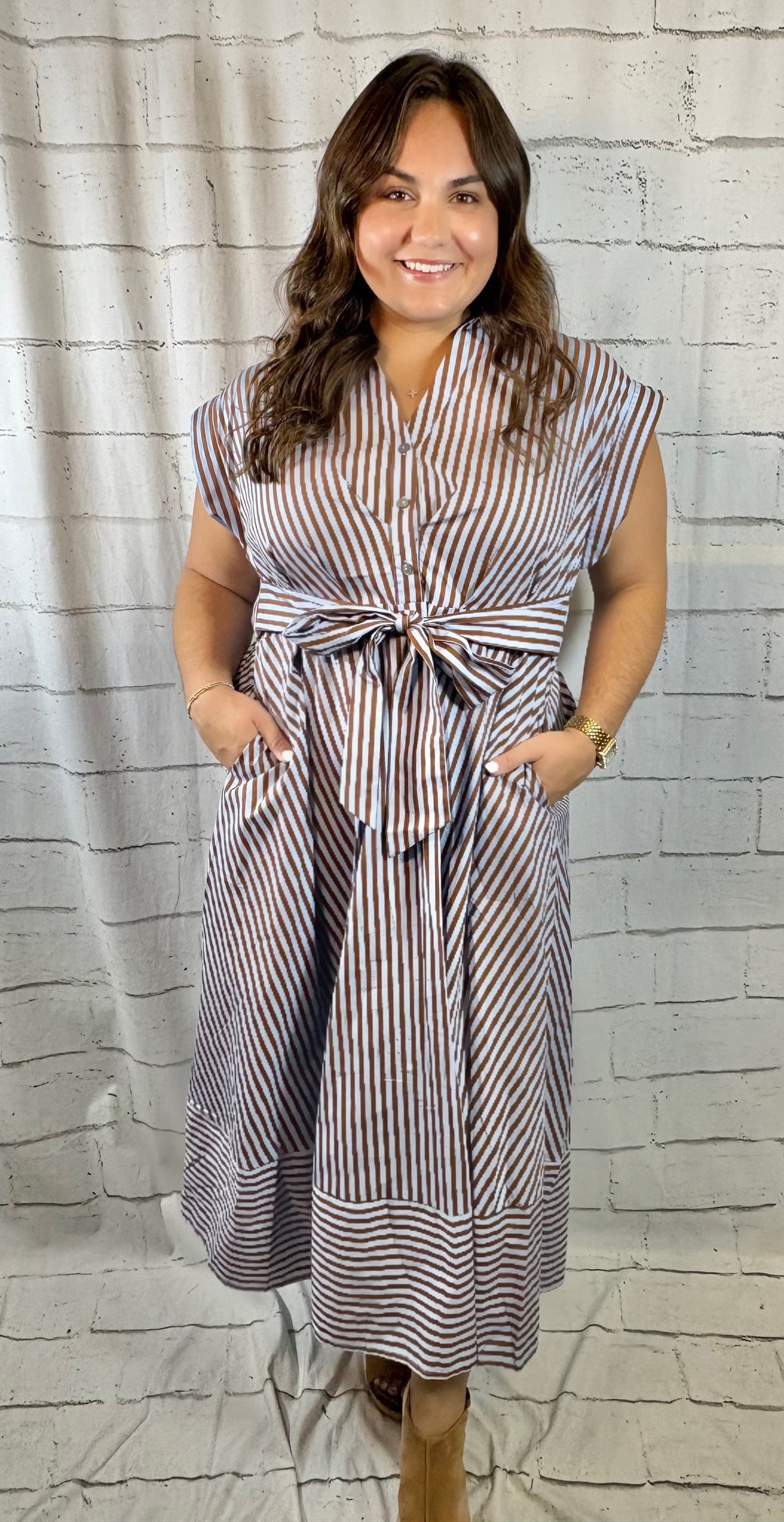Brown & Bold Stripe Dress