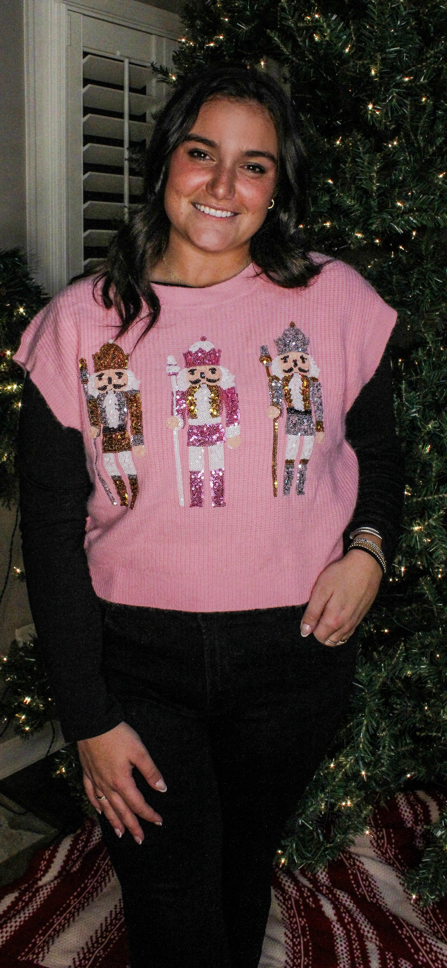 Sparkling Nutcracker Sweater in Pink