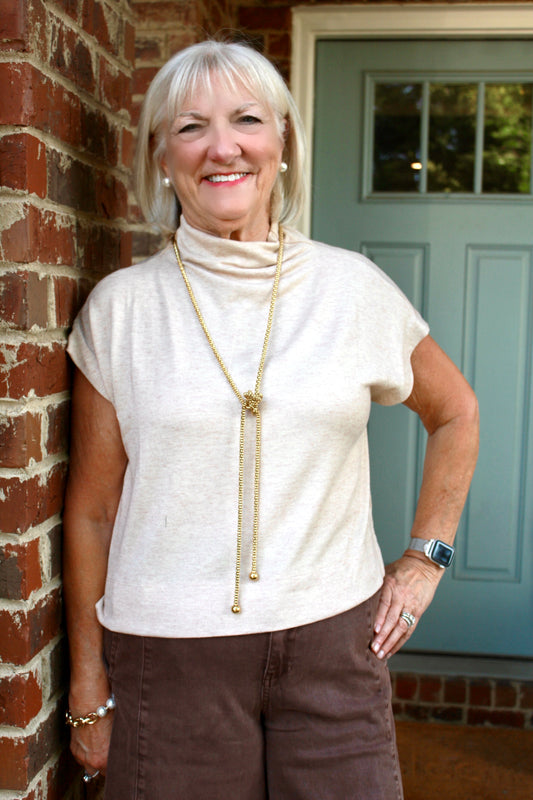 Mock Neck Top- Oatmeal