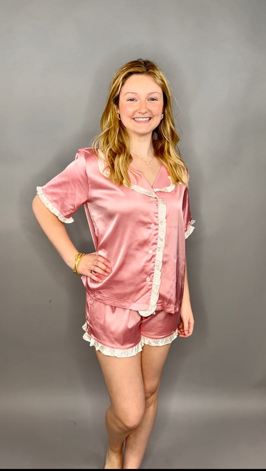 Silk & Ruffle Pajamas