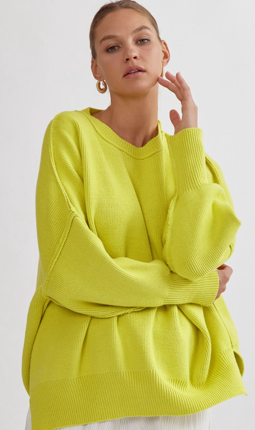 Swinging into Spring Sweater- Lime