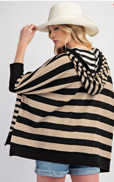 Black & Tan Striped Hoodie