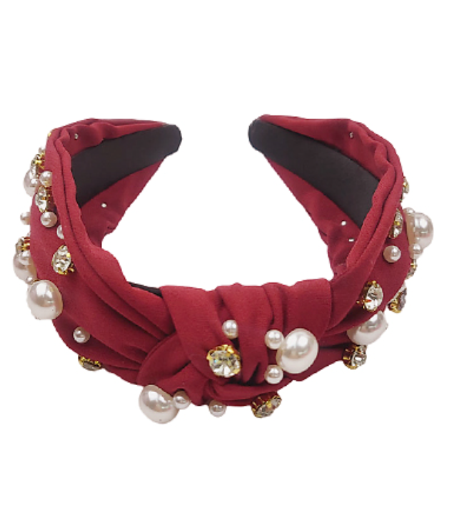 Crimson Diamond & Pearl Headband