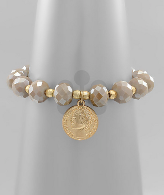 Coin Bracelet- Taupe
