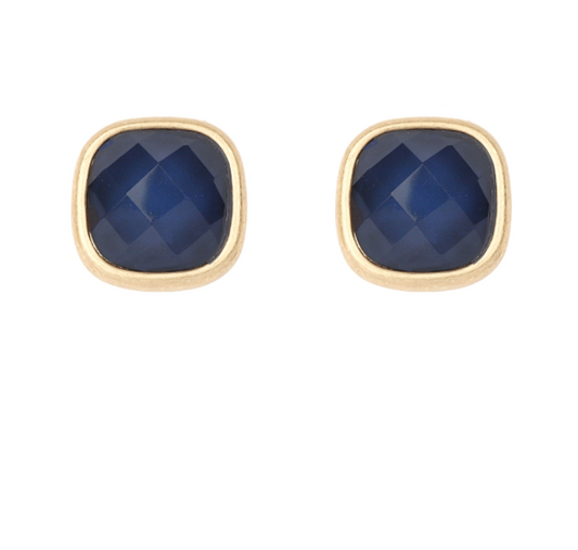 Gemstone Square Studs-Navy