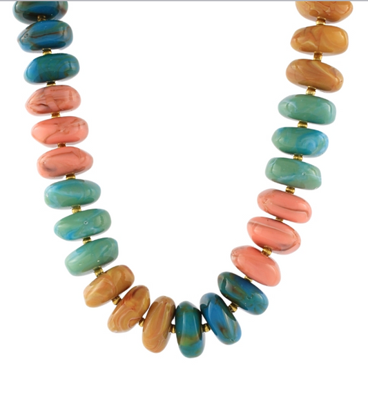 Disc Necklace- Turquoise & Mauve