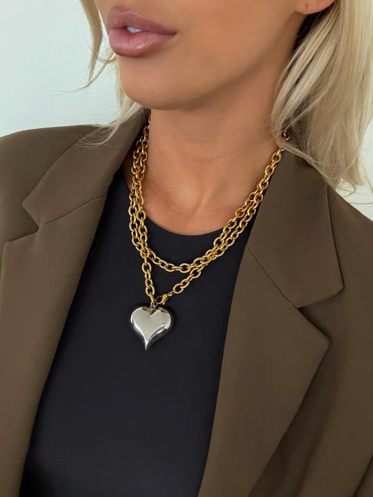 Two Toned Heart Necklace